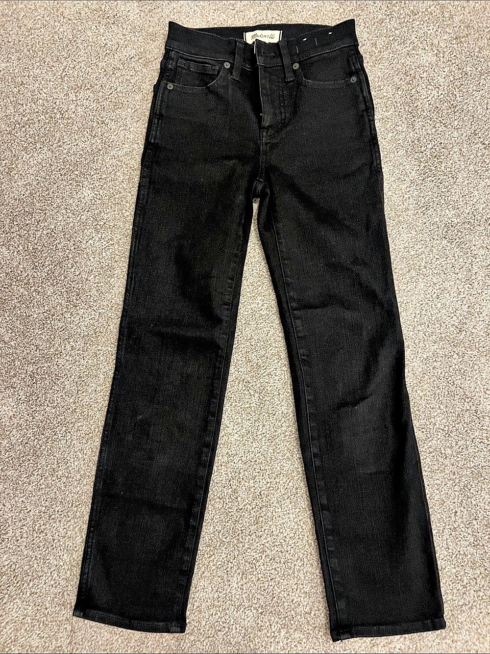 Madewell Stovepipe Jeans Black Straight Leg Waist 23P, New No Tags